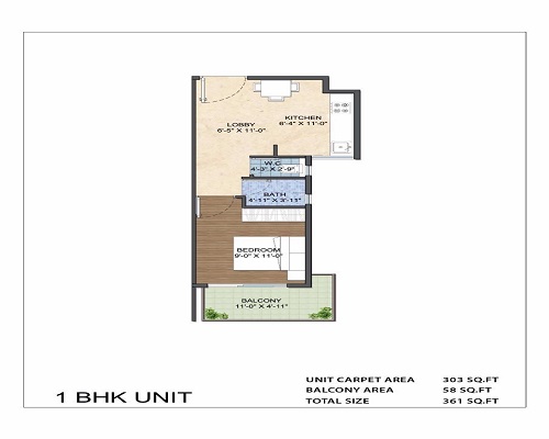 1 BHK Type 1